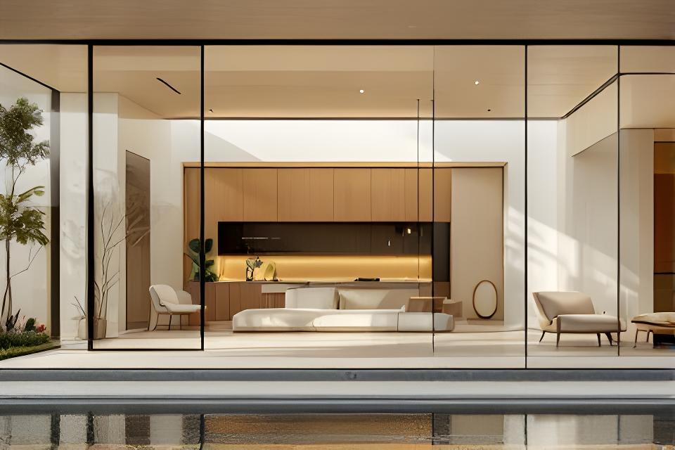 Sala residencial de lujo con ventanales amplios y cerramiento de vidrio transparente en Jujuy